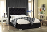 Lexi Velvet Bed with Tall Tufted Headboard and Chrome Legs for a Luxe Bedroom Experience
