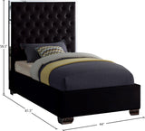 Lexi Velvet Bed with Tall Tufted Headboard and Chrome Legs for a Luxe Bedroom Experience