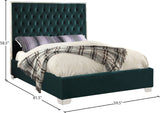 Lexi Velvet Bed with Tall Tufted Headboard and Chrome Legs for a Luxe Bedroom Experience
