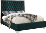 Lexi Velvet Bed with Tall Tufted Headboard and Chrome Legs for a Luxe Bedroom Experience