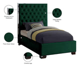 Lexi Velvet Bed with Tall Tufted Headboard and Chrome Legs for a Luxe Bedroom Experience