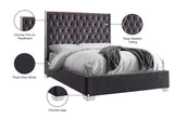 Lexi Velvet Bed with Tall Tufted Headboard and Chrome Legs for a Luxe Bedroom Experience