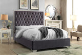 Lexi Velvet Bed with Tall Tufted Headboard and Chrome Legs for a Luxe Bedroom Experience
