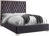 Lexi Velvet Bed with Tall Tufted Headboard and Chrome Legs for a Luxe Bedroom Experience