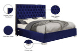 Lexi Velvet Bed with Tall Tufted Headboard and Chrome Legs for a Luxe Bedroom Experience
