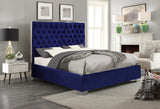 Lexi Velvet Bed with Tall Tufted Headboard and Chrome Legs for a Luxe Bedroom Experience