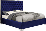 Lexi Velvet Bed with Tall Tufted Headboard and Chrome Legs for a Luxe Bedroom Experience