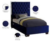Lexi Velvet Bed with Tall Tufted Headboard and Chrome Legs for a Luxe Bedroom Experience