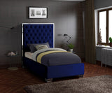 Lexi Velvet Bed with Tall Tufted Headboard and Chrome Legs for a Luxe Bedroom Experience