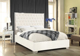 Lexi Velvet Bed with Tall Tufted Headboard and Chrome Legs for a Luxe Bedroom Experience