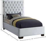 Lexi Velvet Bed with Tall Tufted Headboard and Chrome Legs for a Luxe Bedroom Experience