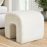 Lily 18'' Beige Boucle Upholstered Waterfall Ottoman (Set of 2)