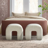 Lily 18'' Beige Boucle Upholstered Waterfall Ottoman (Set of 2)