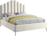 Lily Elegant Velvet Bed with Gold Steel Legs and Deep Channel Tufting for Contemporary Bedrooms