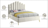 Lily Elegant Velvet Bed with Gold Steel Legs and Deep Channel Tufting for Contemporary Bedrooms