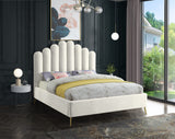 Lily Elegant Velvet Bed with Gold Steel Legs and Deep Channel Tufting for Contemporary Bedrooms