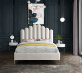 Lily Elegant Velvet Bed with Gold Steel Legs and Deep Channel Tufting for Contemporary Bedrooms
