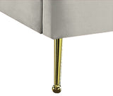 Lily Elegant Velvet Bed with Gold Steel Legs and Deep Channel Tufting for Contemporary Bedrooms
