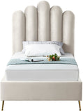 Lily Elegant Velvet Bed with Gold Steel Legs and Deep Channel Tufting for Contemporary Bedrooms