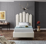 Lily Elegant Velvet Bed with Gold Steel Legs and Deep Channel Tufting for Contemporary Bedrooms