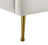 Lily Elegant Velvet Bed with Gold Steel Legs and Deep Channel Tufting for Contemporary Bedrooms