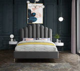 Lily Elegant Velvet Bed with Gold Steel Legs and Deep Channel Tufting for Contemporary Bedrooms