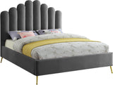 Lily Elegant Velvet Bed with Gold Steel Legs and Deep Channel Tufting for Contemporary Bedrooms