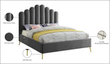 Lily Elegant Velvet Bed with Gold Steel Legs and Deep Channel Tufting for Contemporary Bedrooms