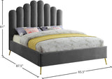 Lily Elegant Velvet Bed with Gold Steel Legs and Deep Channel Tufting for Contemporary Bedrooms