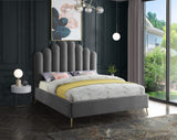 Lily Elegant Velvet Bed with Gold Steel Legs and Deep Channel Tufting for Contemporary Bedrooms