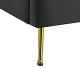 Lily Elegant Velvet Bed with Gold Steel Legs and Deep Channel Tufting for Contemporary Bedrooms