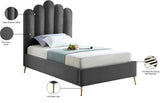 Lily Elegant Velvet Bed with Gold Steel Legs and Deep Channel Tufting for Contemporary Bedrooms