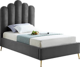 Lily Elegant Velvet Bed with Gold Steel Legs and Deep Channel Tufting for Contemporary Bedrooms