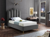 Lily Elegant Velvet Bed with Gold Steel Legs and Deep Channel Tufting for Contemporary Bedrooms