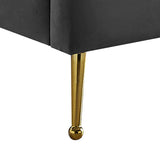 Lily Elegant Velvet Bed with Gold Steel Legs and Deep Channel Tufting for Contemporary Bedrooms