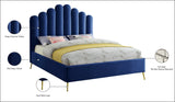 Lily Elegant Velvet Bed with Gold Steel Legs and Deep Channel Tufting for Contemporary Bedrooms