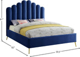Lily Elegant Velvet Bed with Gold Steel Legs and Deep Channel Tufting for Contemporary Bedrooms