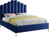 Lily Elegant Velvet Bed with Gold Steel Legs and Deep Channel Tufting for Contemporary Bedrooms