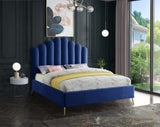 Lily Elegant Velvet Bed with Gold Steel Legs and Deep Channel Tufting for Contemporary Bedrooms