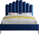 Lily Elegant Velvet Bed with Gold Steel Legs and Deep Channel Tufting for Contemporary Bedrooms