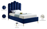 Lily Elegant Velvet Bed with Gold Steel Legs and Deep Channel Tufting for Contemporary Bedrooms