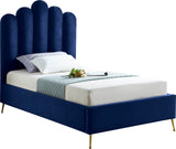 Lily Elegant Velvet Bed with Gold Steel Legs and Deep Channel Tufting for Contemporary Bedrooms