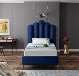 Lily Elegant Velvet Bed with Gold Steel Legs and Deep Channel Tufting for Contemporary Bedrooms