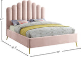 Lily Elegant Velvet Bed with Gold Steel Legs and Deep Channel Tufting for Contemporary Bedrooms