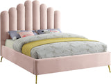 Lily Elegant Velvet Bed with Gold Steel Legs and Deep Channel Tufting for Contemporary Bedrooms