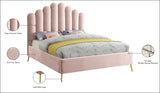 Lily Elegant Velvet Bed with Gold Steel Legs and Deep Channel Tufting for Contemporary Bedrooms