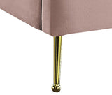 Lily Elegant Velvet Bed with Gold Steel Legs and Deep Channel Tufting for Contemporary Bedrooms