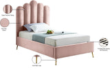 Lily Elegant Velvet Bed with Gold Steel Legs and Deep Channel Tufting for Contemporary Bedrooms