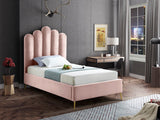Lily Elegant Velvet Bed with Gold Steel Legs and Deep Channel Tufting for Contemporary Bedrooms