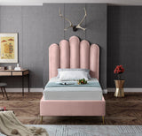 Lily Elegant Velvet Bed with Gold Steel Legs and Deep Channel Tufting for Contemporary Bedrooms